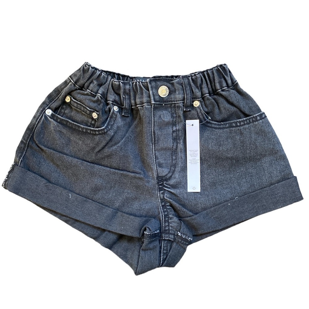 ASOS DESIGN Petite Denim High Rise Original Mom Shorts Washed Black NWT